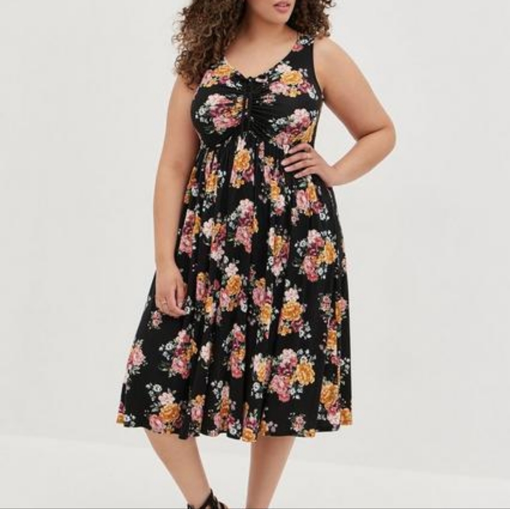 Torrid Midi Super Soft Shirred Skater Dress
